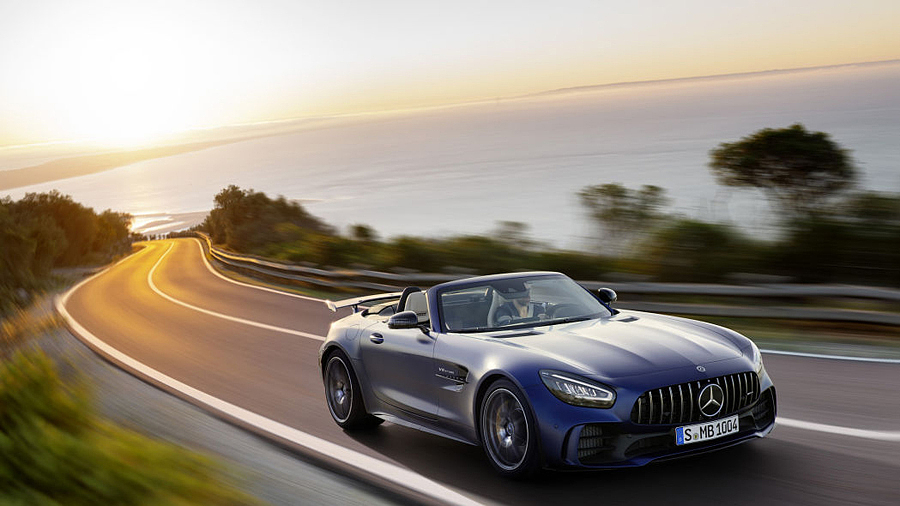 AMG GT，mercedes，Sports car，open car，automobile，blue，Benz，