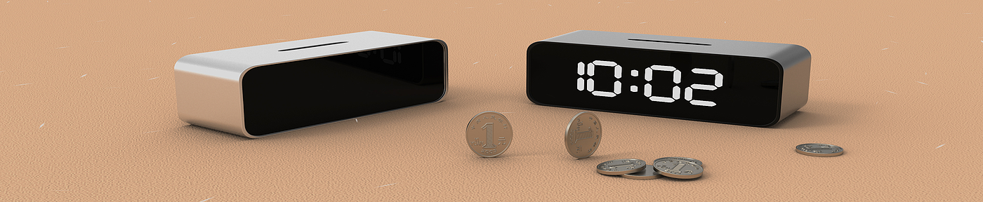Alarm clock, piggy bank，