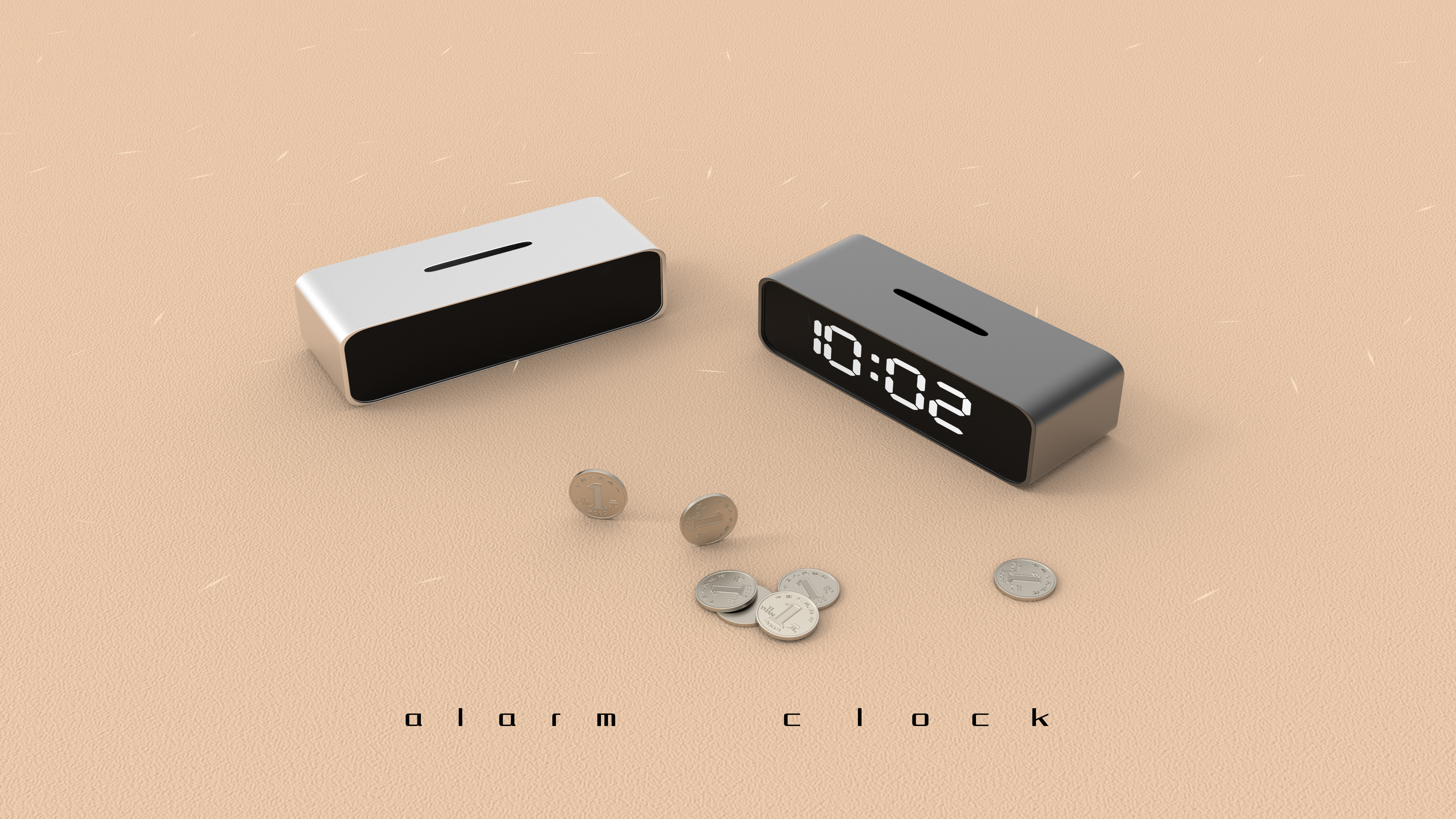 Alarm clock, piggy bank，
