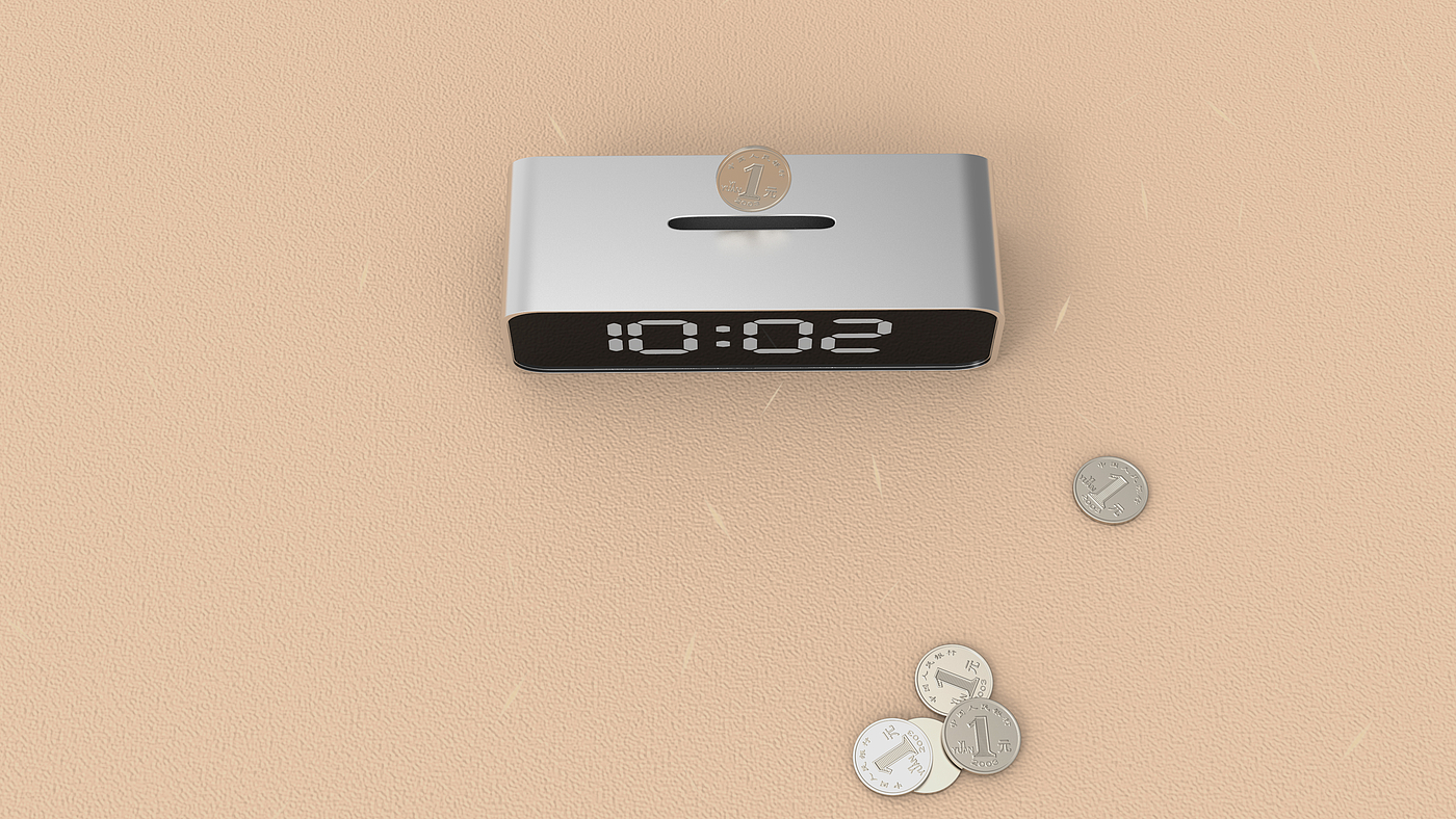 Alarm clock, piggy bank，