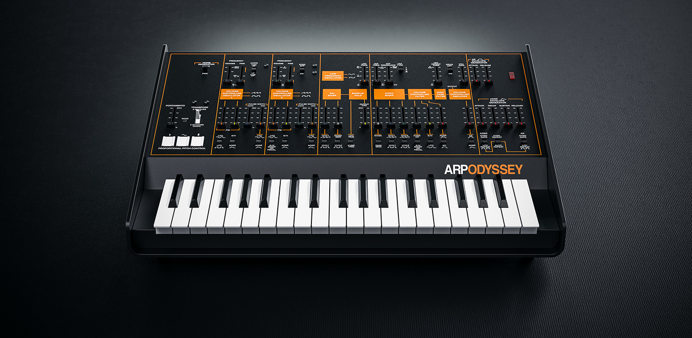 keyboard，Synthesizer，Korg ARP Odyssey，cgi，black，Ryo Asakura，