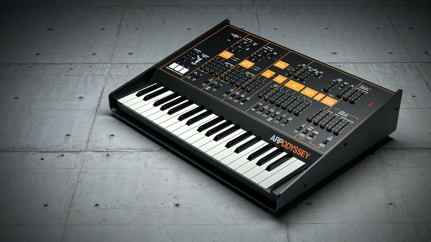 keyboard，Synthesizer，Korg ARP Odyssey，cgi，black，Ryo Asakura，
