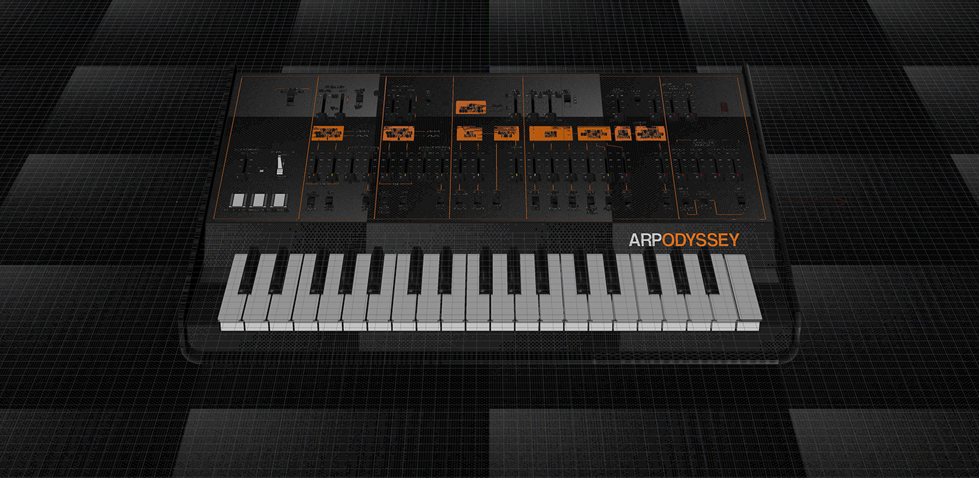 keyboard，Synthesizer，Korg ARP Odyssey，cgi，black，Ryo Asakura，