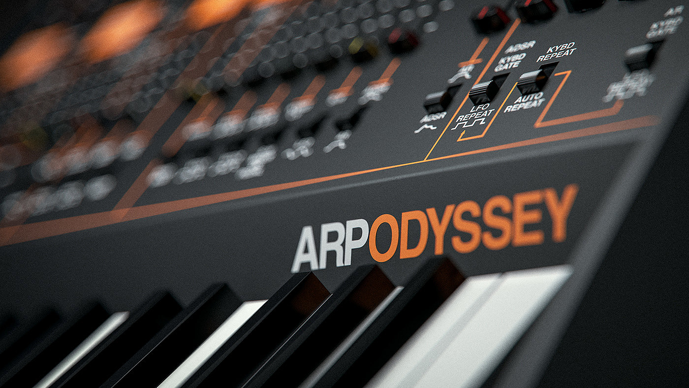 keyboard，Synthesizer，Korg ARP Odyssey，cgi，black，Ryo Asakura，