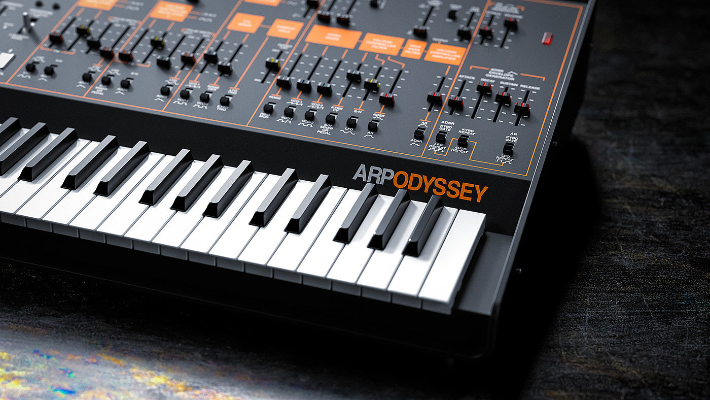 keyboard，Synthesizer，Korg ARP Odyssey，cgi，black，Ryo Asakura，