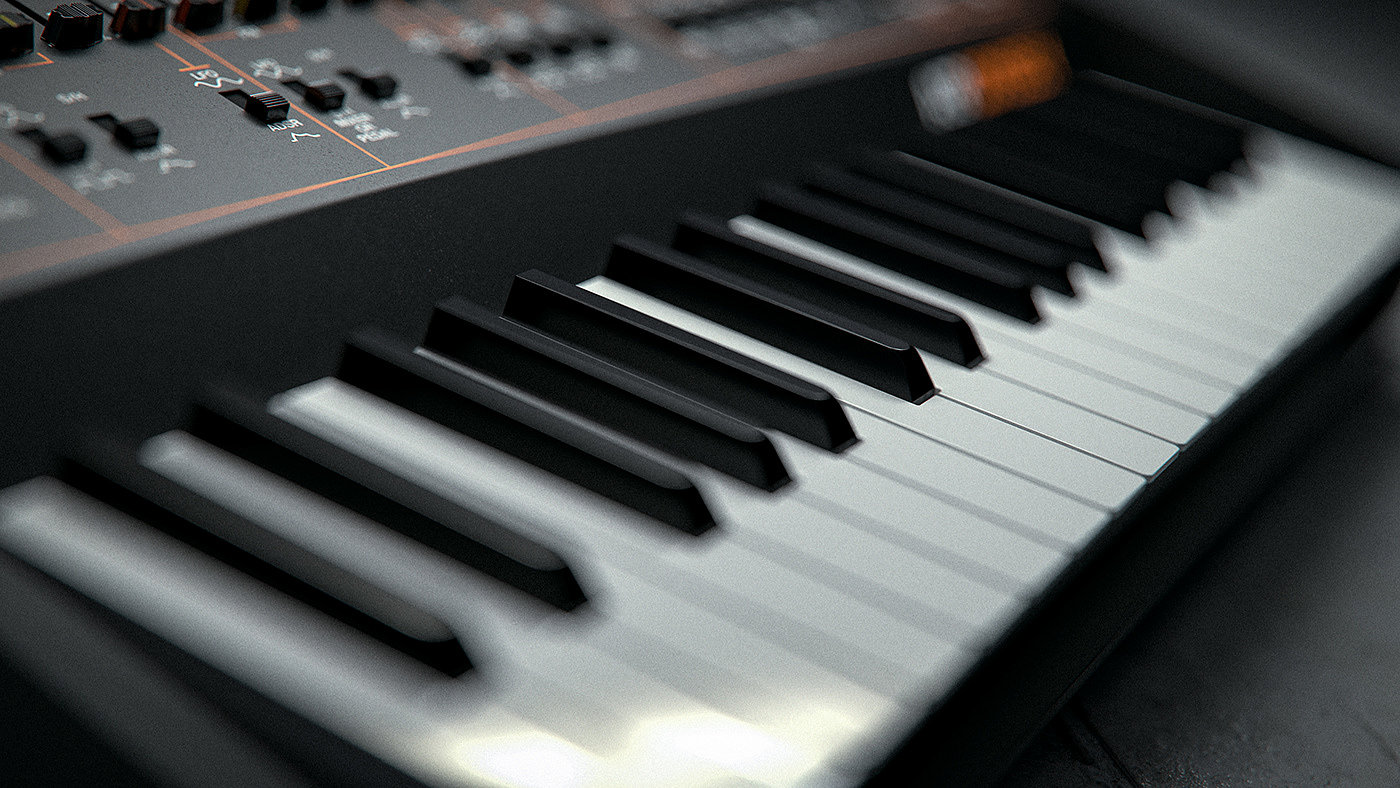 keyboard，Synthesizer，Korg ARP Odyssey，cgi，black，Ryo Asakura，