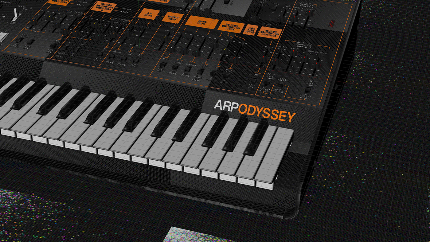 keyboard，Synthesizer，Korg ARP Odyssey，cgi，black，Ryo Asakura，