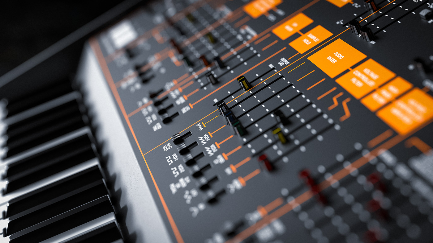 keyboard，Synthesizer，Korg ARP Odyssey，cgi，black，Ryo Asakura，