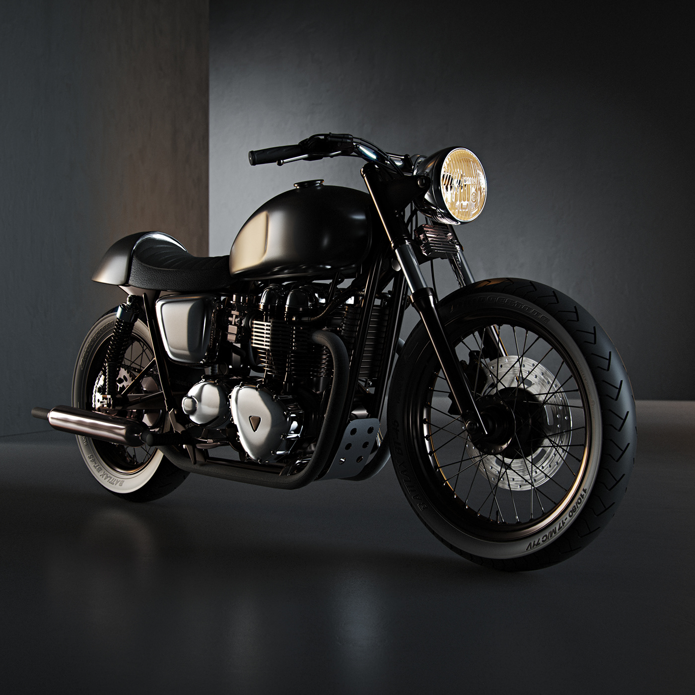 black，motorcycle，Mitaka Dimov，Triumph Bonneville，Victory Bonneville，Render，