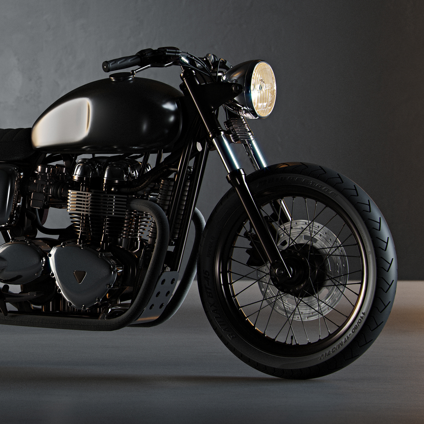 black，motorcycle，Mitaka Dimov，Triumph Bonneville，Victory Bonneville，Render，