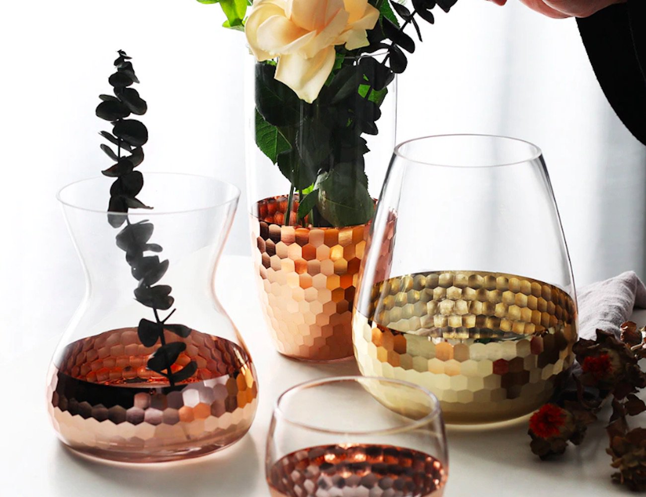 Hammered，Glass，vase，Color painting，