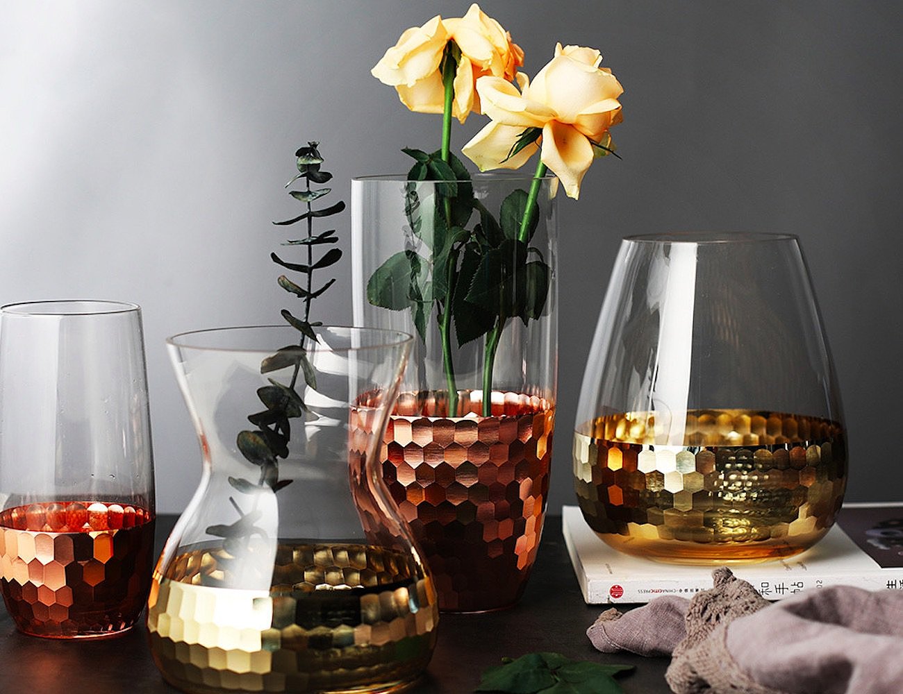 Hammered，Glass，vase，Color painting，