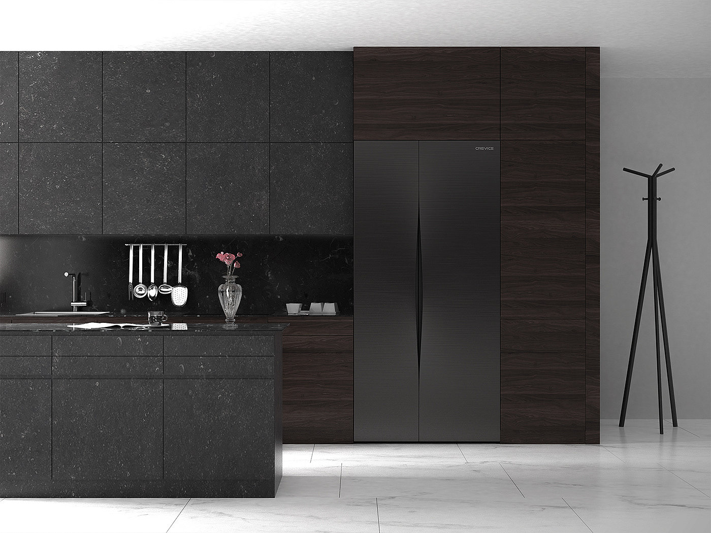 Crevice，the republic of korea，Refrigerator，black，