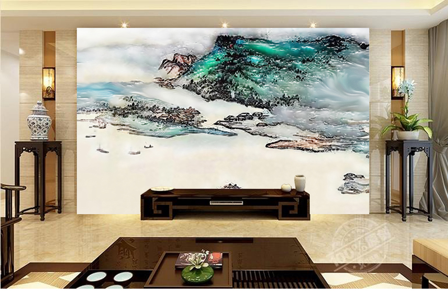 Zhang Daqian，Wanli map of the Yangtze River，MICAHSO，Daqian extraordinary color jade，Modern new medium firing，