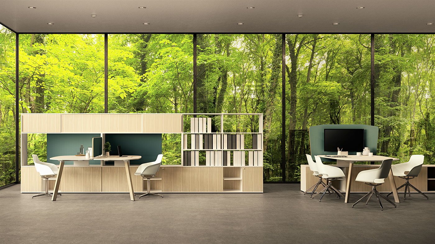 desk，partition，RNDR study，