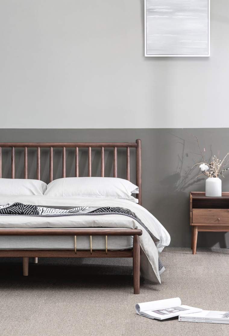 Solid wood bed, Windsor bed, solid wood metal，