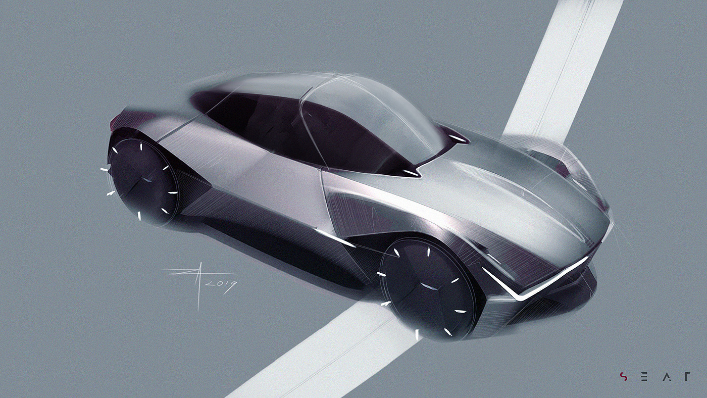 black，Sports car，S E A T - Vision GT，