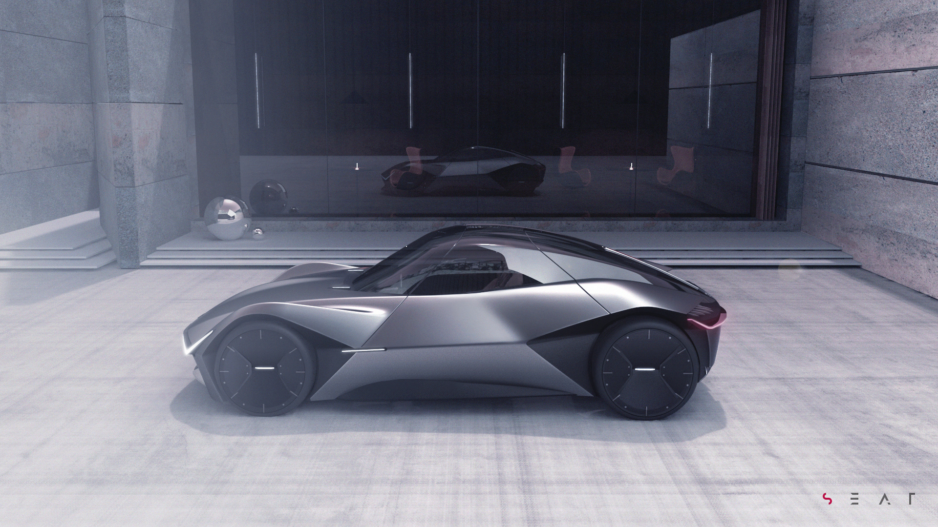 black，Sports car，S E A T - Vision GT，