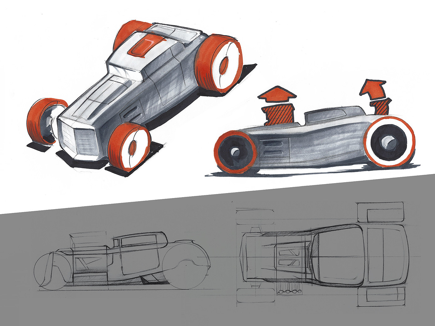 黑色，四驱赛车玩具，Hot rod，