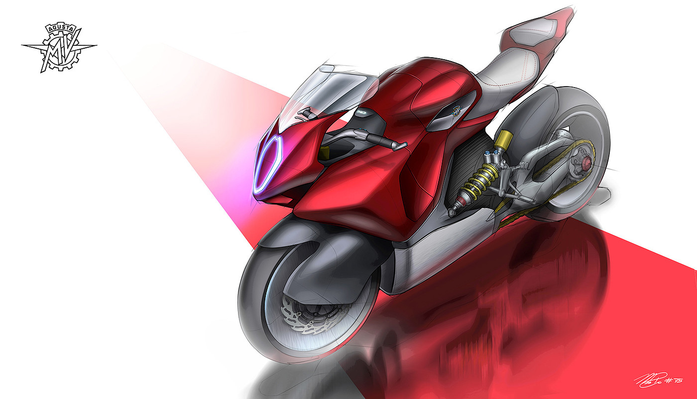 AGUSTA Atelier，摩托车，红色，