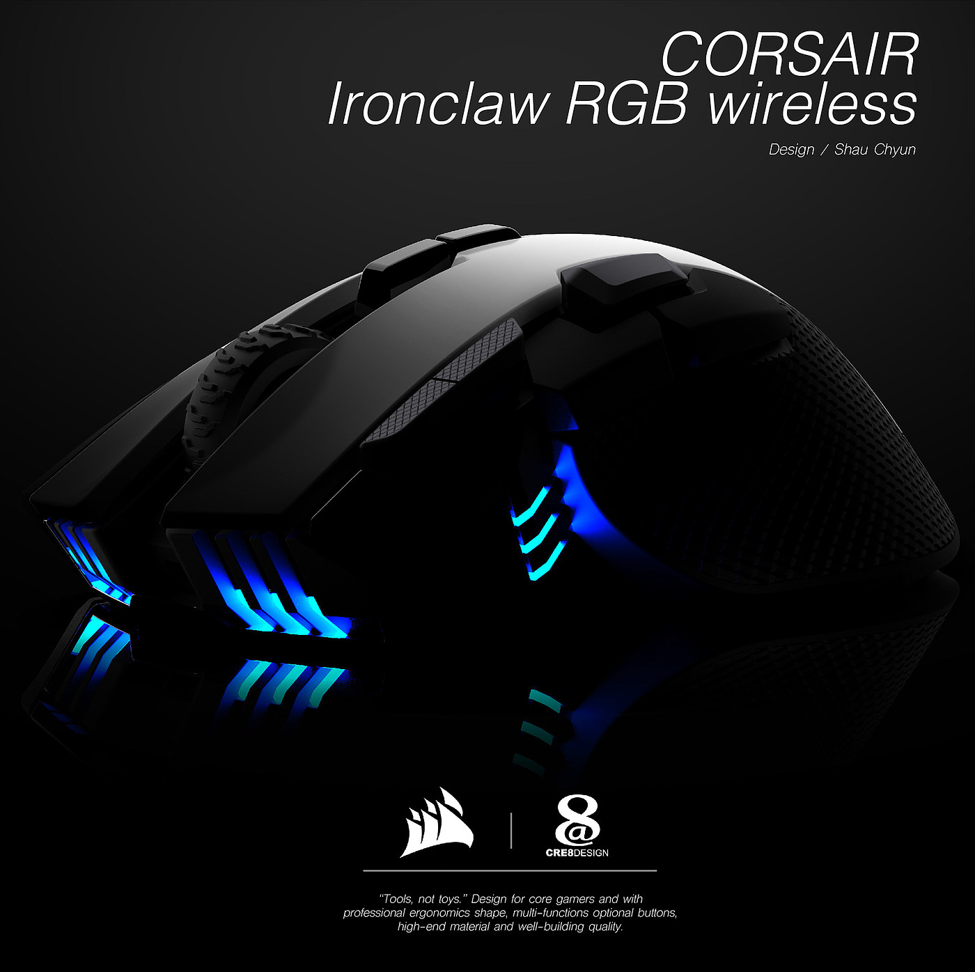 黑色，CORSAIR Ironclaw，鼠标，