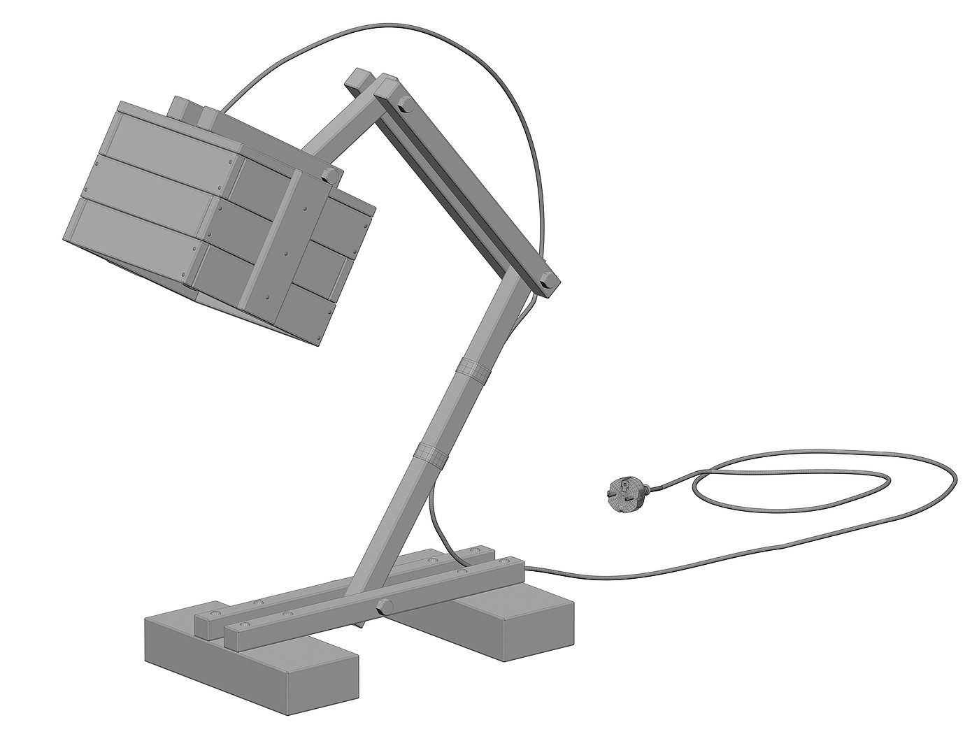 wooden ，Desk lamp，three-dimensional，design sketch，
