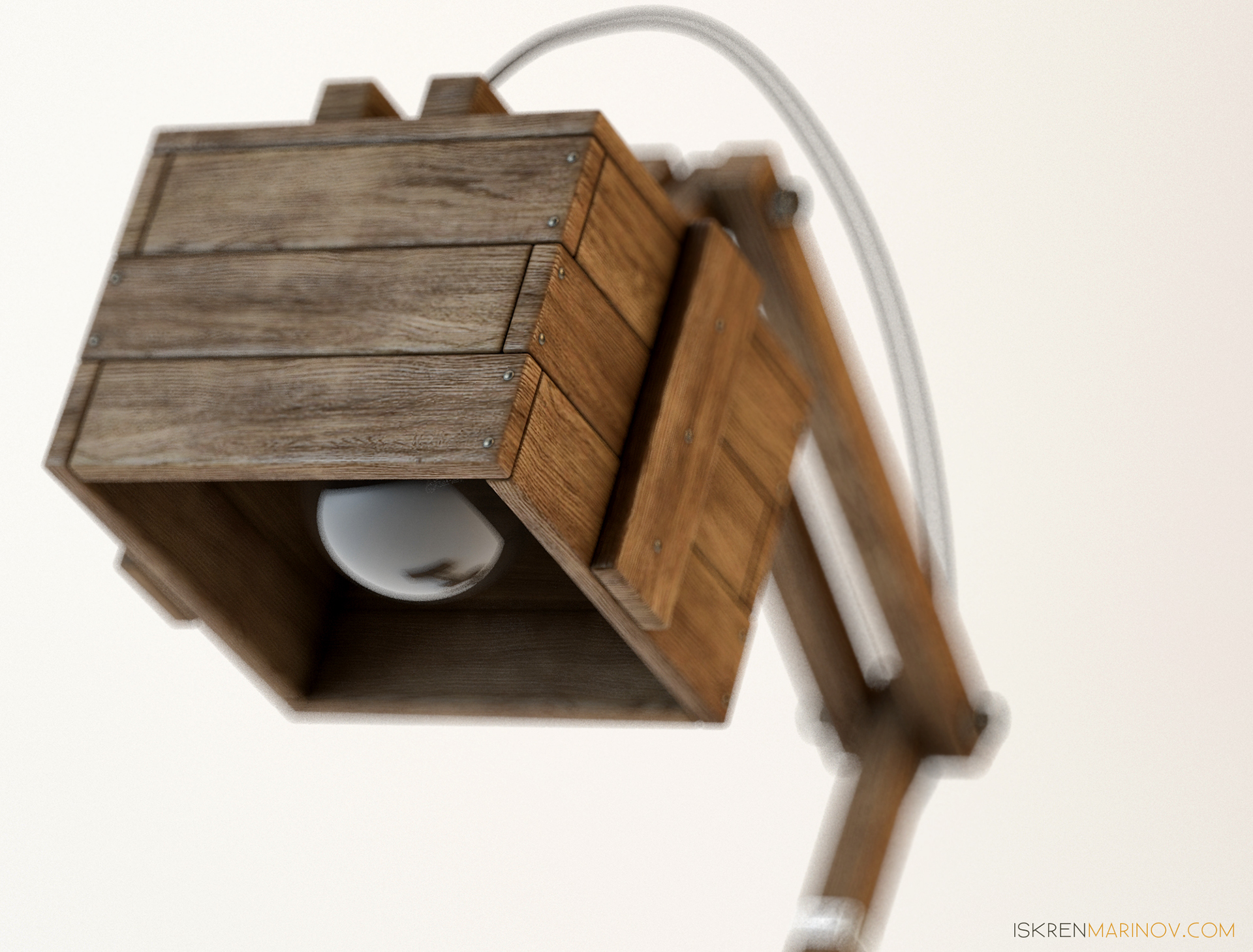 wooden ，Desk lamp，three-dimensional，design sketch，