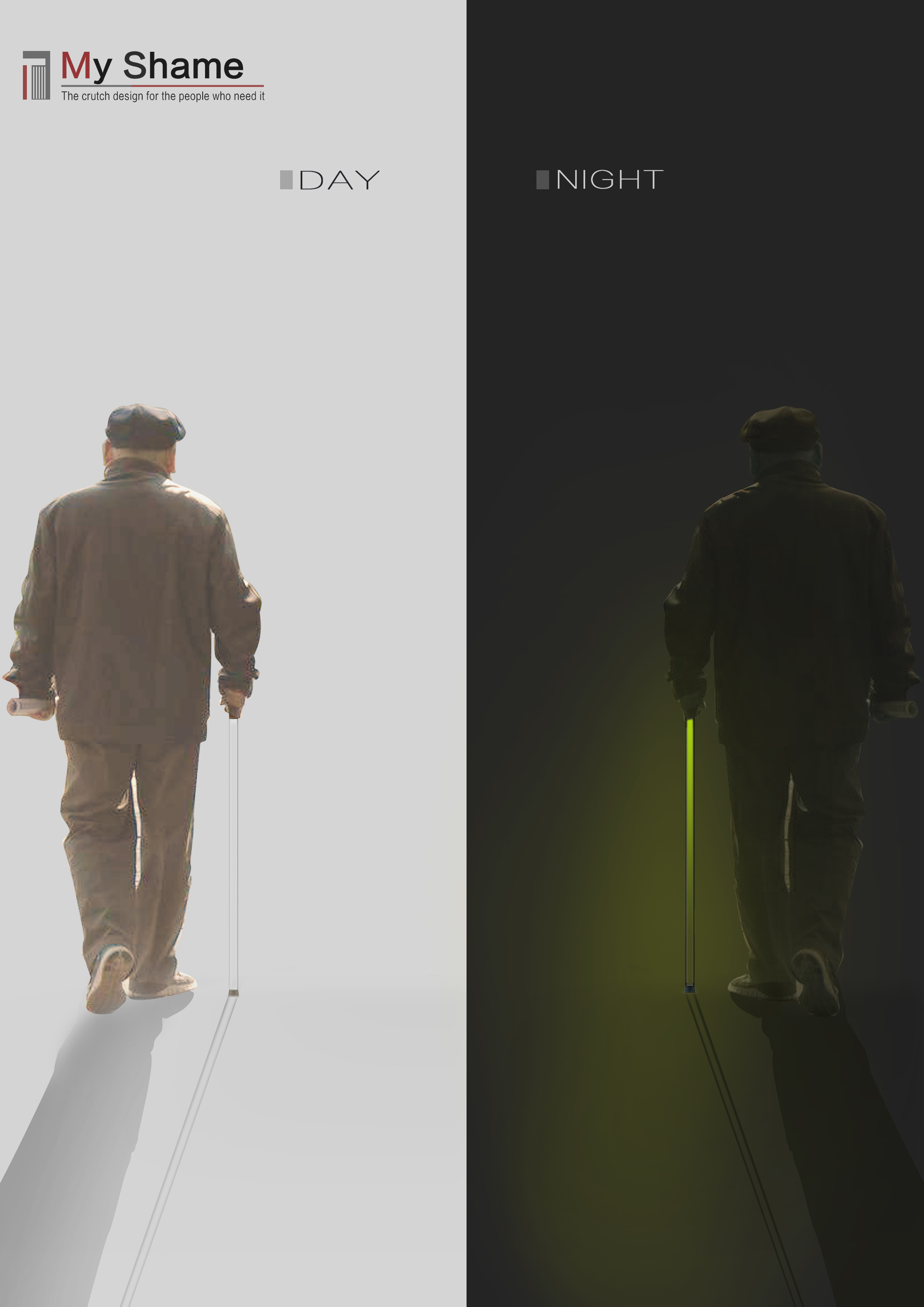 the elderly，Emotional design，a cane，