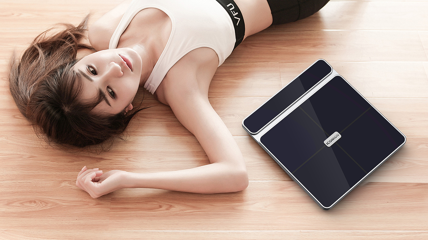 call，Body fat scale，industrial design，product design，Minimalist，Aesthetic feeling，Metallic texture，white，