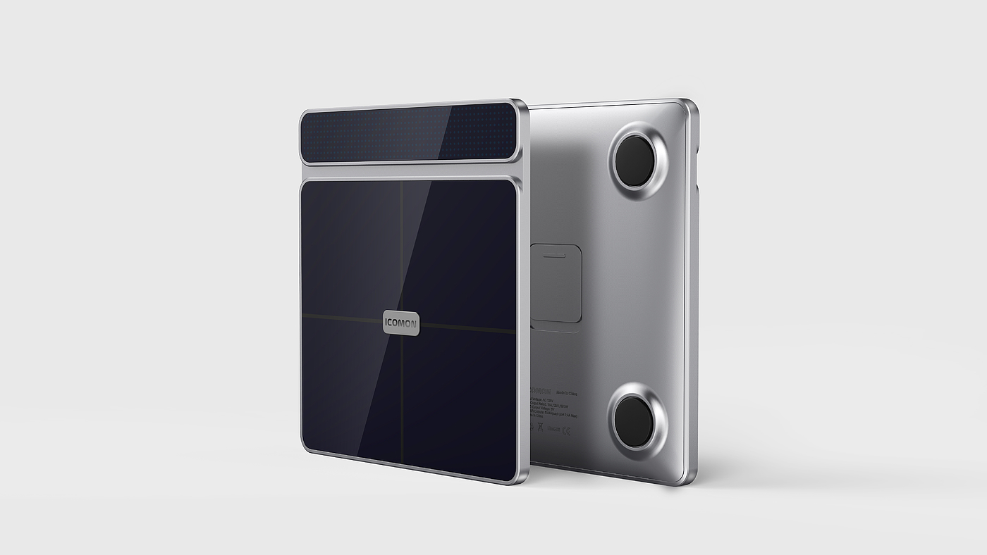 call，Body fat scale，industrial design，product design，Minimalist，Aesthetic feeling，Metallic texture，white，