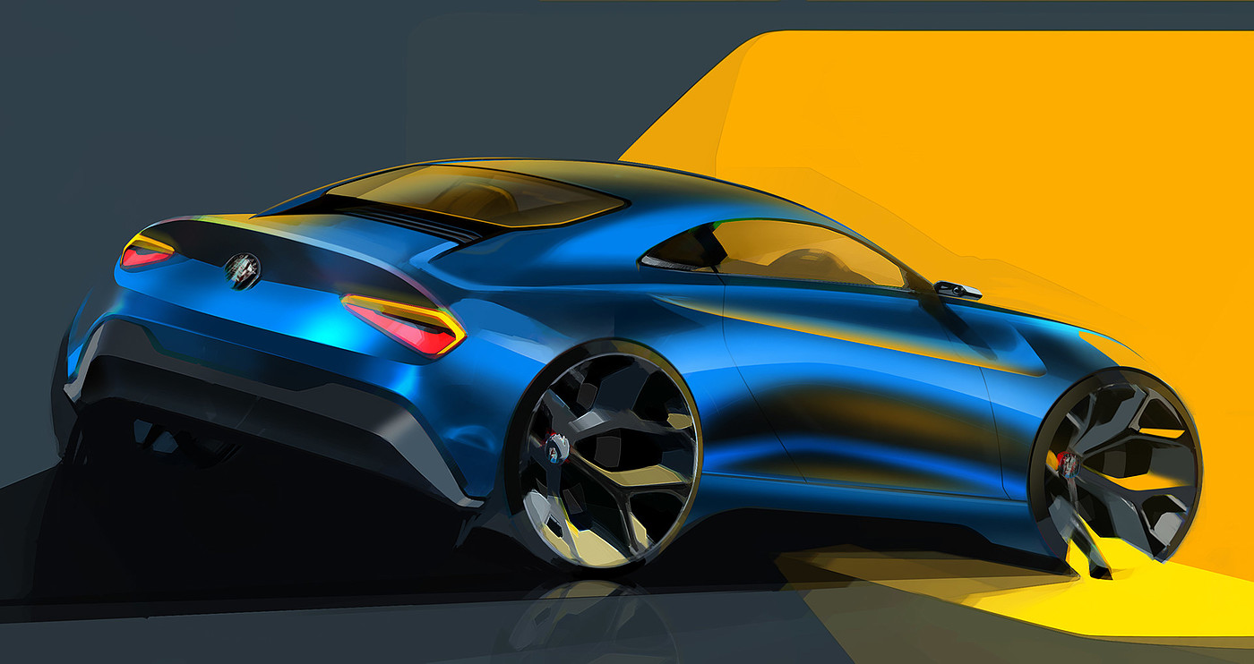 Digital hand drawing，Automobile design，alfa，