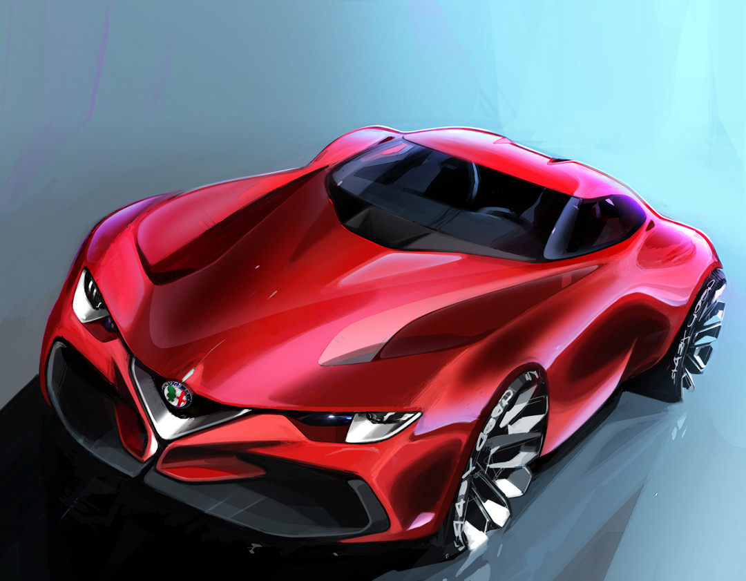 Digital hand drawing，Automobile design，alfa，