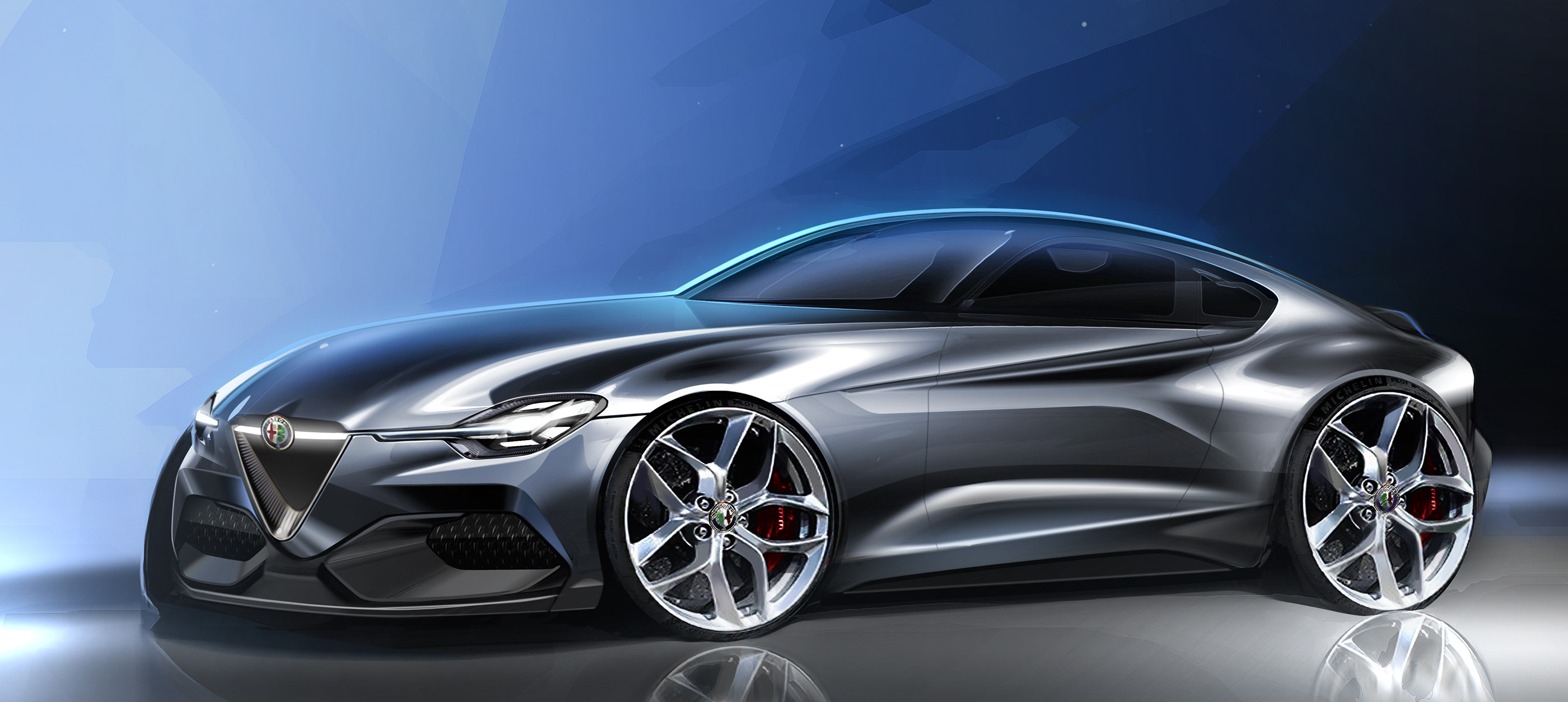 Digital hand drawing，Automobile design，alfa，