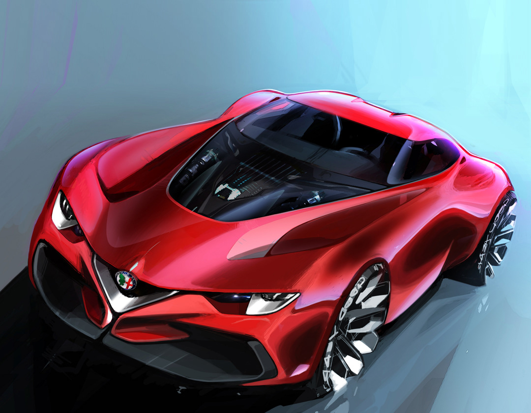 Digital hand drawing，Automobile design，alfa，