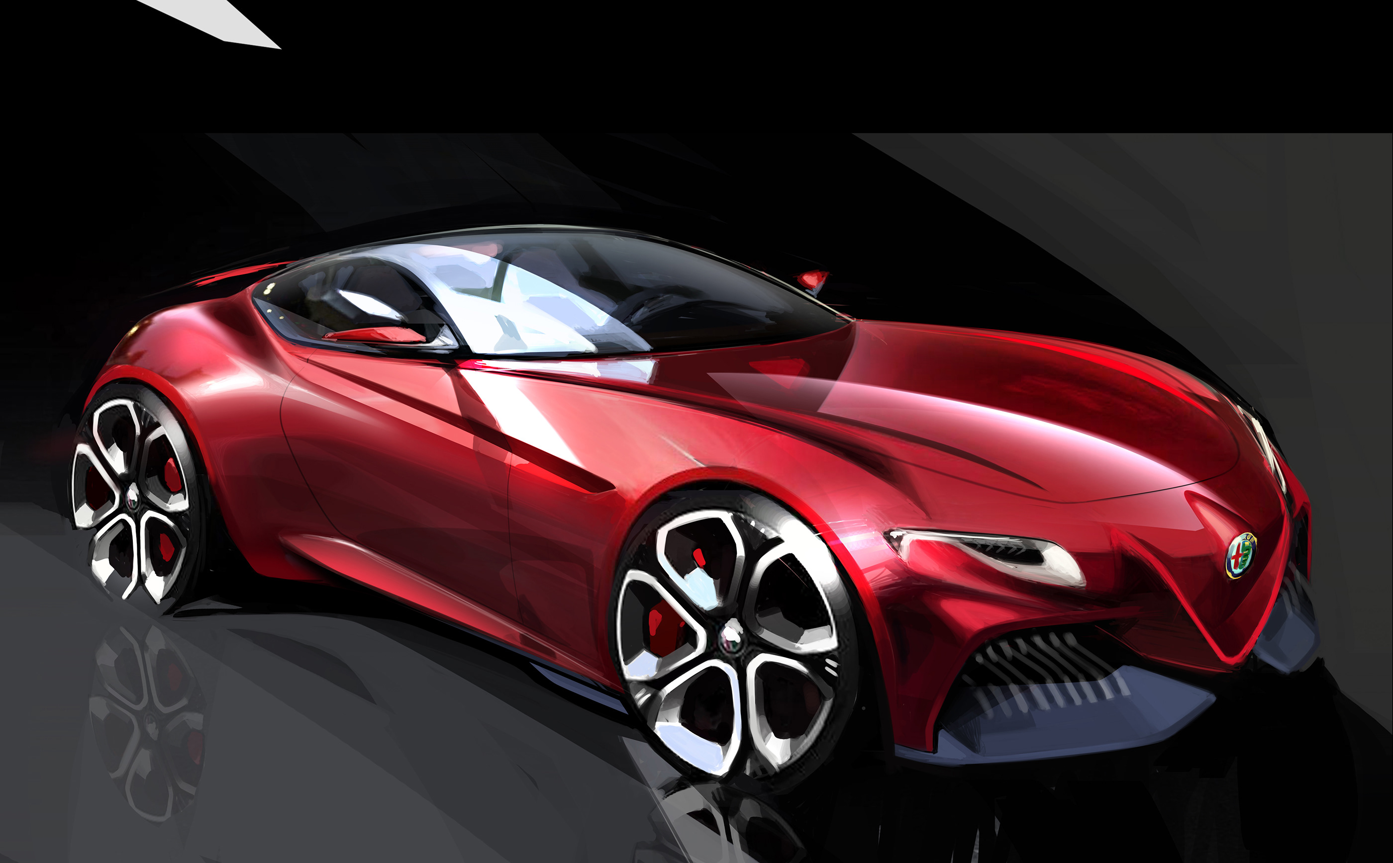 Digital hand drawing，Automobile design，alfa，