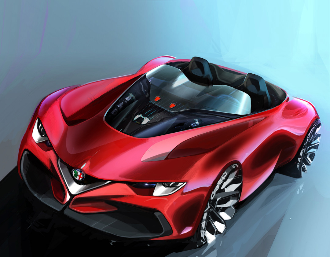Digital hand drawing，Automobile design，alfa，