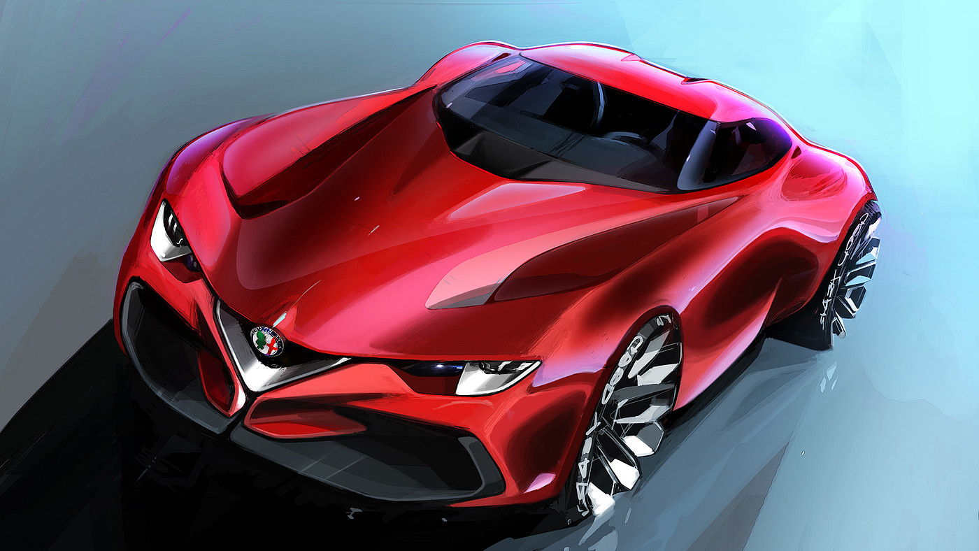 Digital hand drawing，Automobile design，alfa，