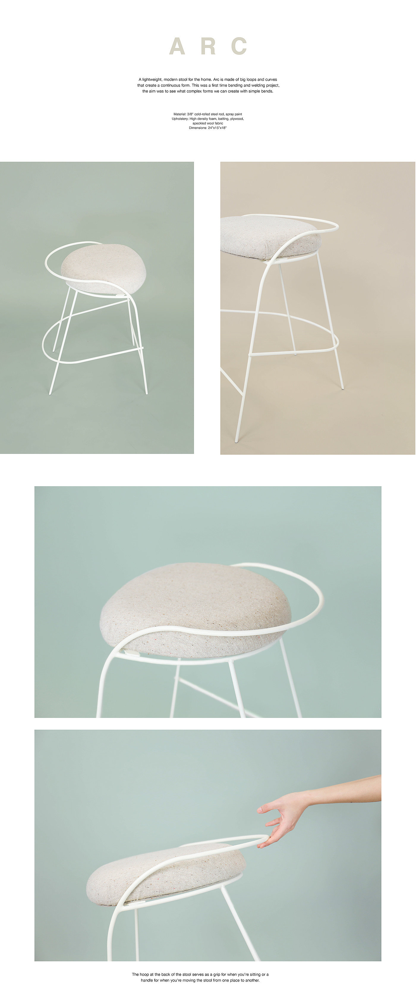 Arc Stool，Simplicity，white，chair，Jesslyn Sutisna，