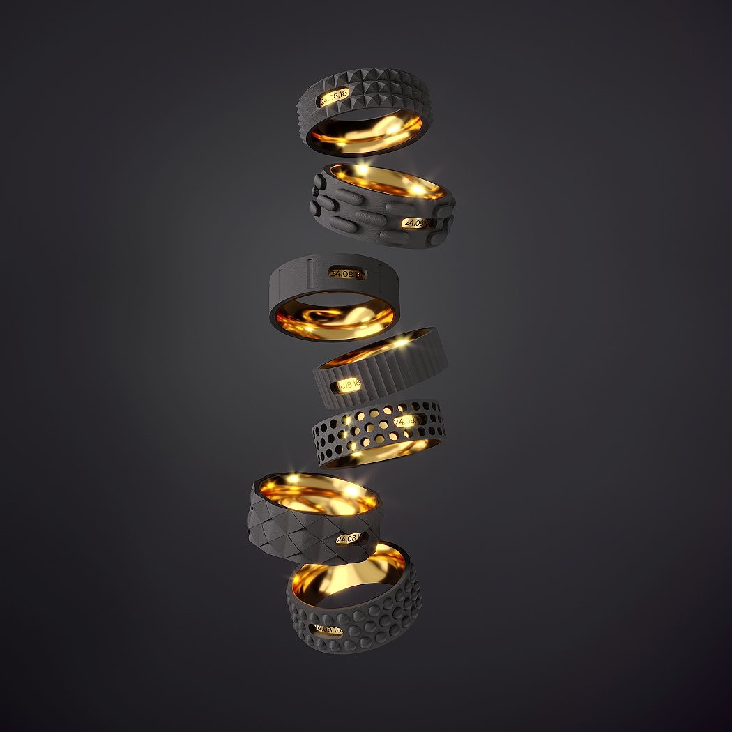 black，Metal，Ring，