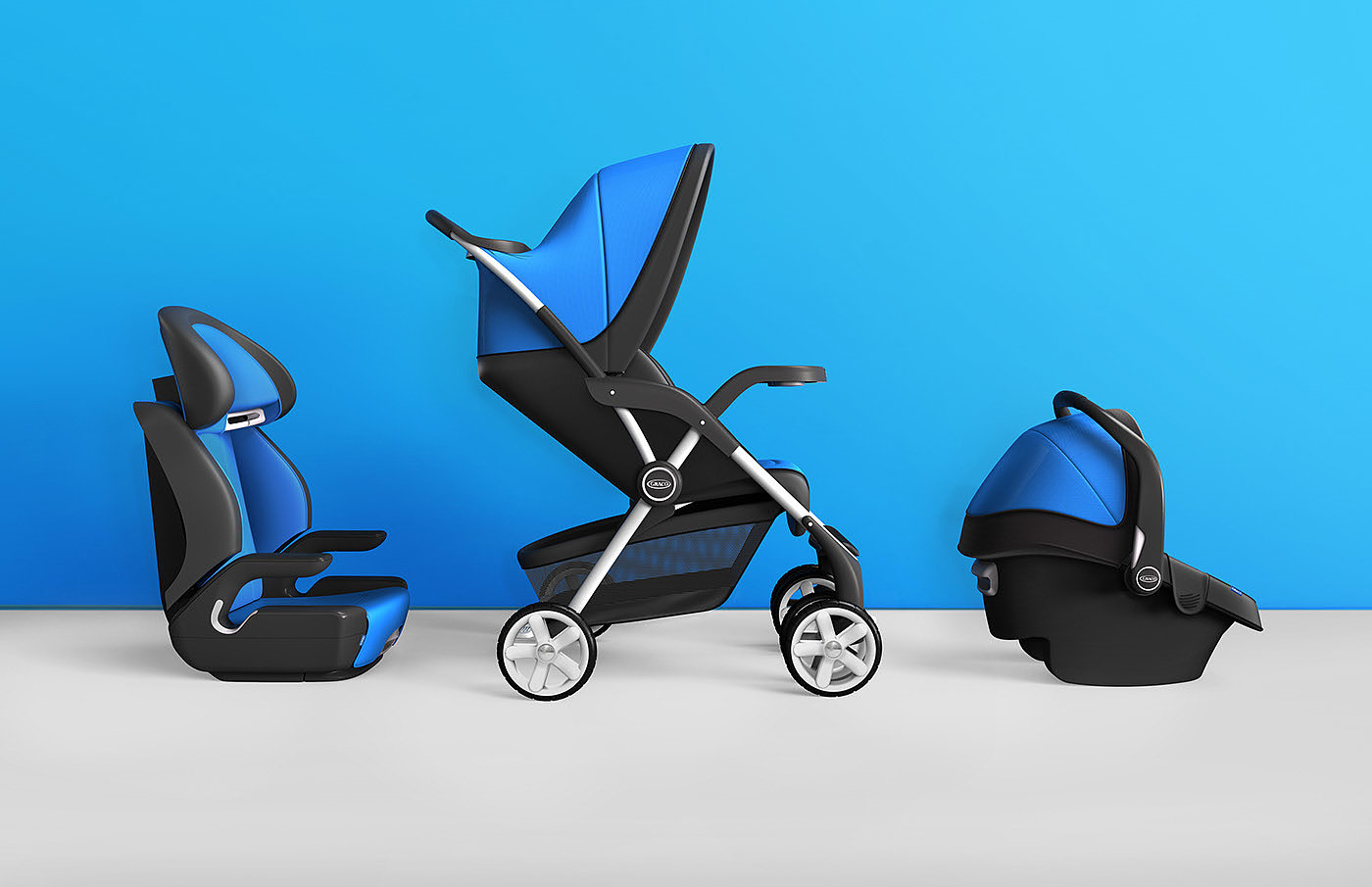 婴儿车，蓝色，GRACO，