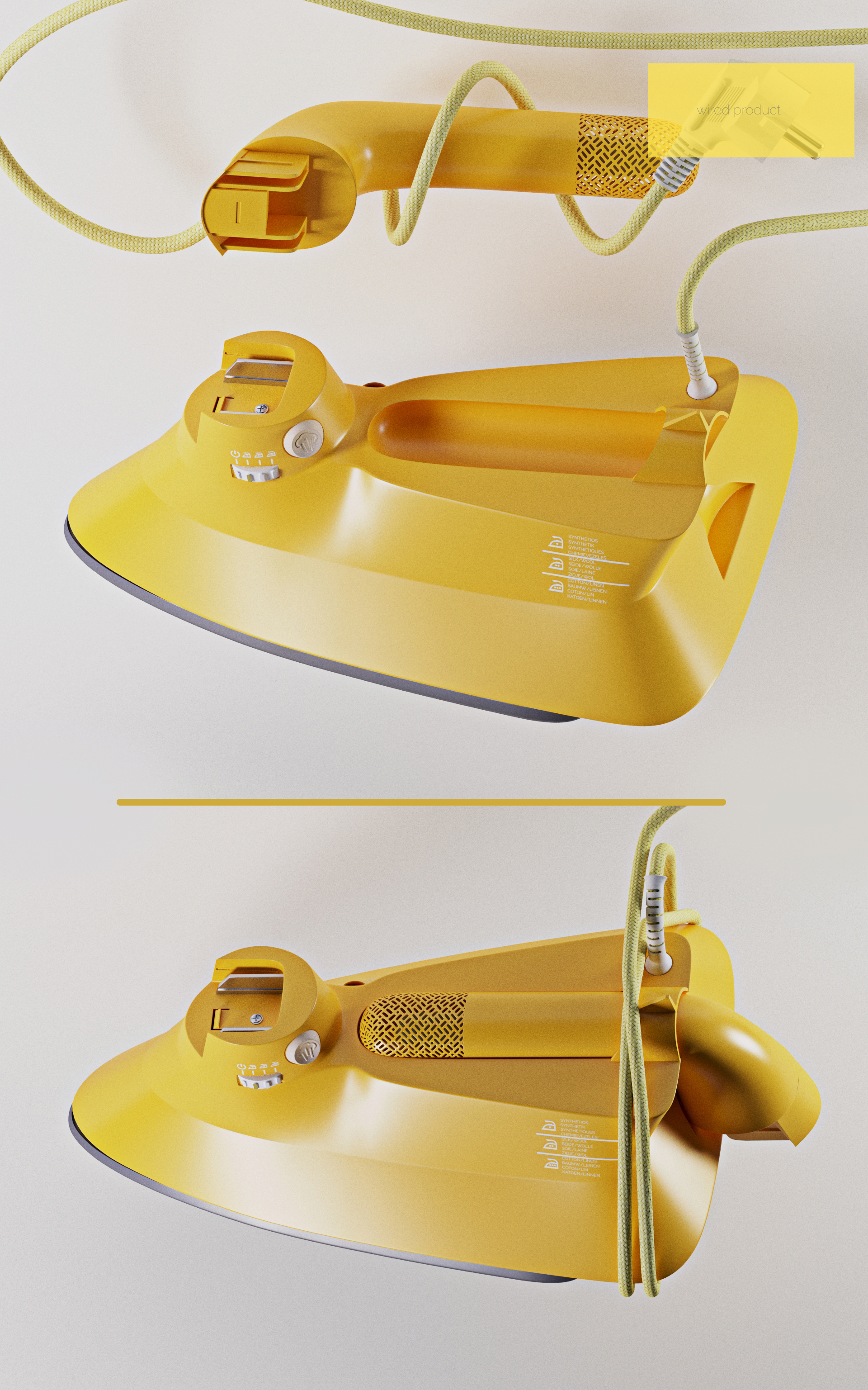 yellow，Iron，portable steam iron，