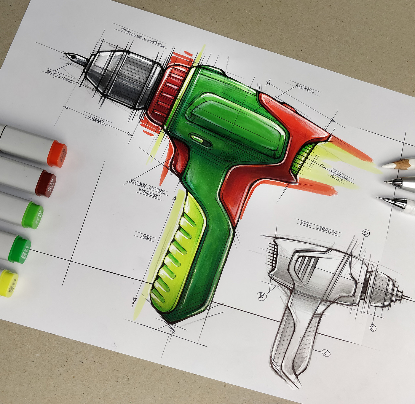 design sketch，industrial design，Hand drawn，