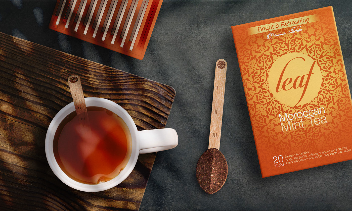 Leaf，soup spoon，tea，packing，