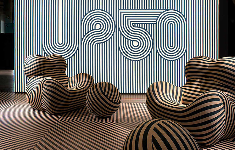 Pesce's Up5_6，扶手椅，条纹，沙发，B＆B Italia，
