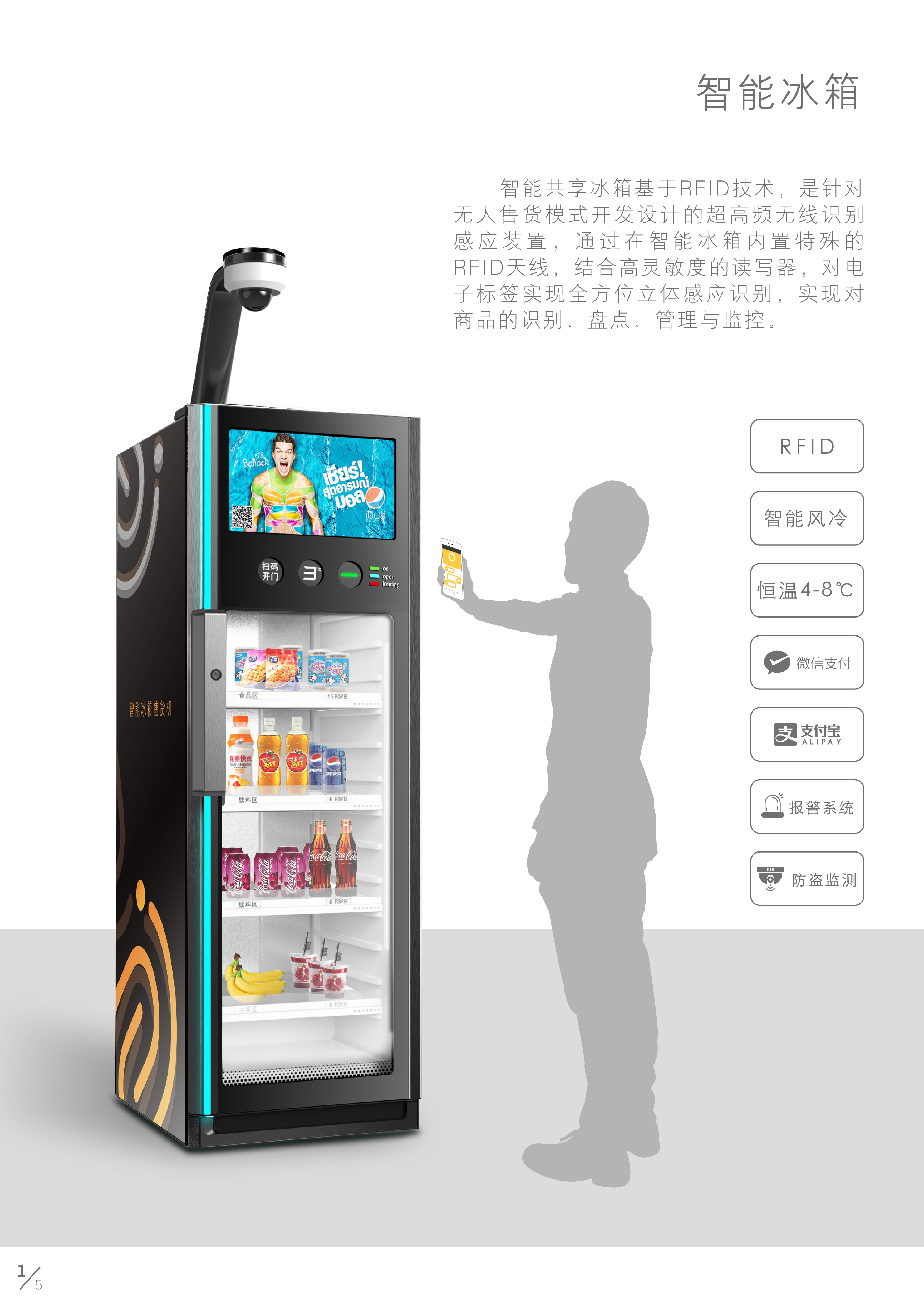 New retail design，New retail，Smart retail，Shared refrigerator，RFID Technology，Four or six zone design，