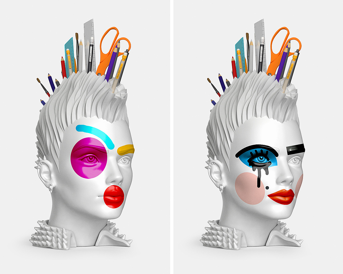 Punk，Receive，Igor Mitin，Punky Girl，Art，Punk head，Stationery，
