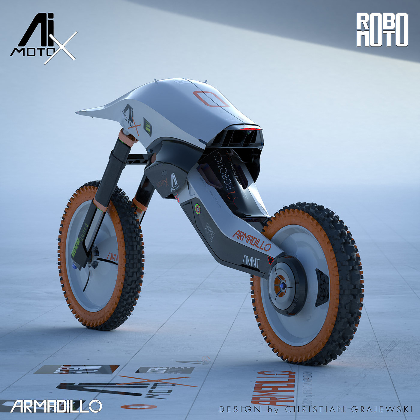 概念，摩托车，Christian Grajewski，犰狳，Robo Moto，