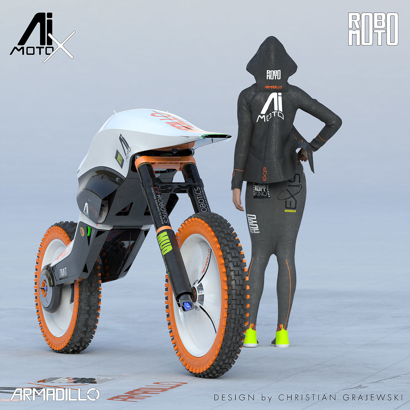 概念，摩托车，Christian Grajewski，犰狳，Robo Moto，