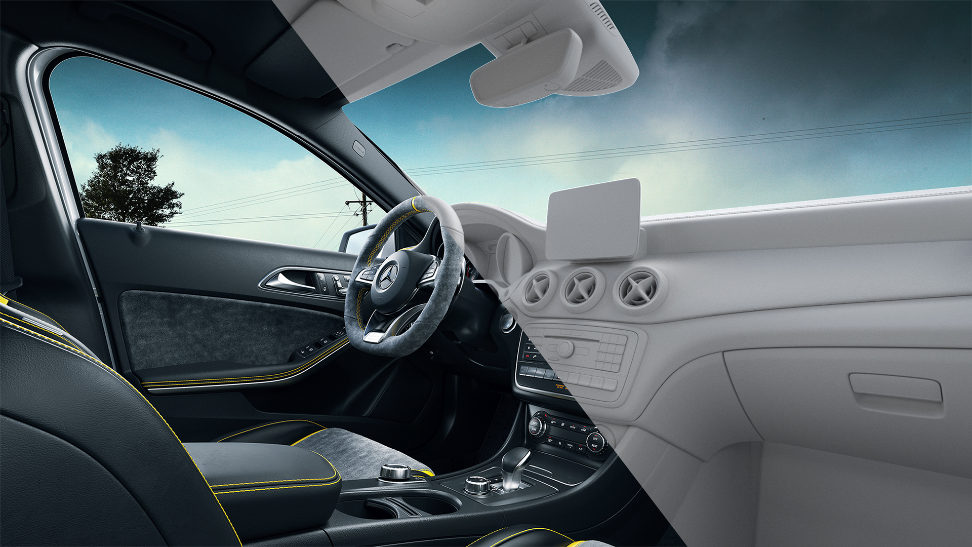 Interior design，Automobile design，Benz A45 Mixed，