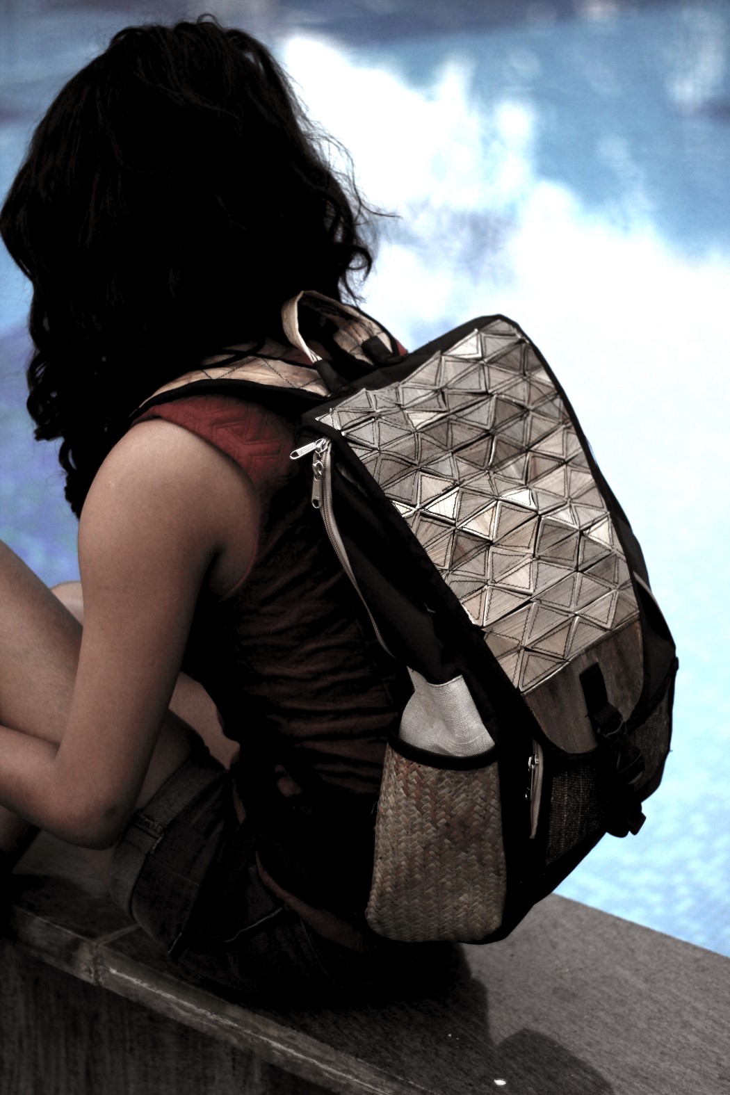 Palm bark，knapsack，brown，